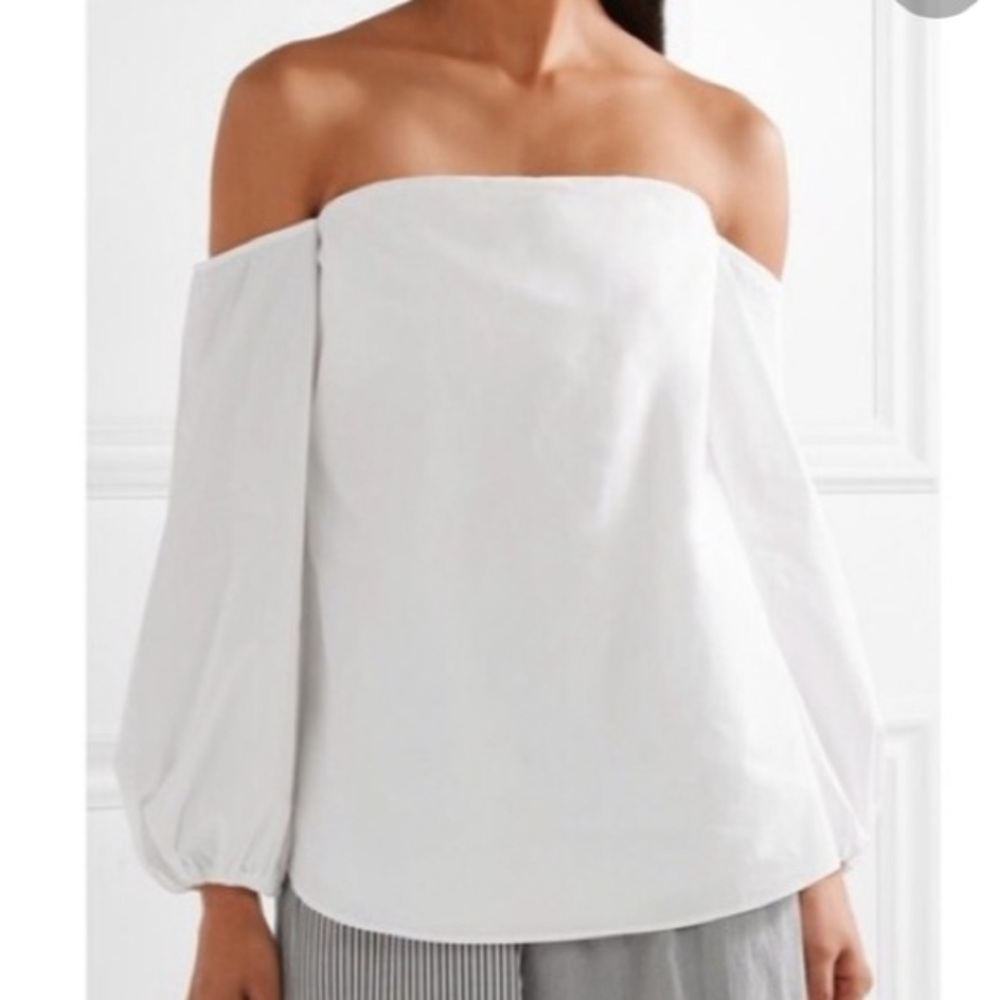 Theory Laureema Poplin Off the Shoulder Top